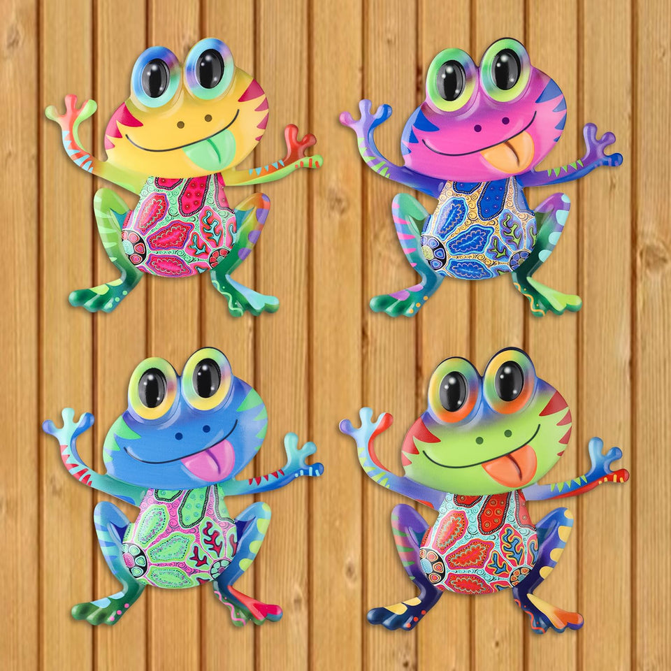 Junware four-piece frog wall art set adds playful curb appeal to outdoor walls.