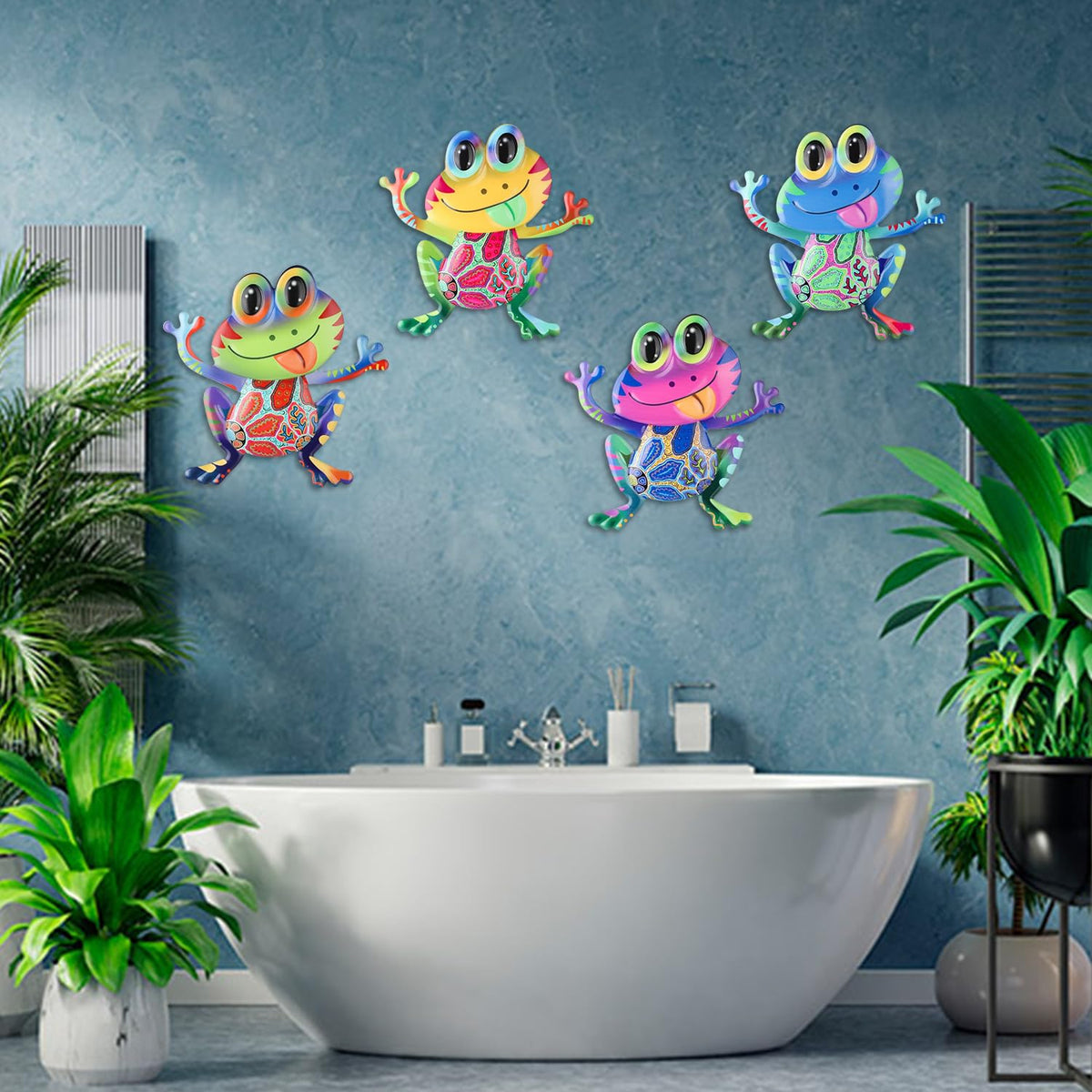 Junware gradient color frogs wall art brightens patios with vibrant, weather-resistant finish.