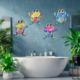 Junware gradient color frogs wall art brightens patios with vibrant, weather-resistant finish.