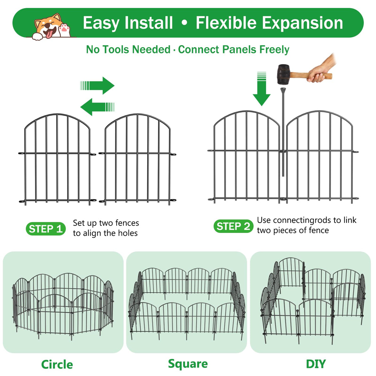 Expandable modular panels arranged to fit curved or straight garden borders.
