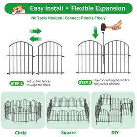 Expandable modular panels arranged to fit curved or straight garden borders.