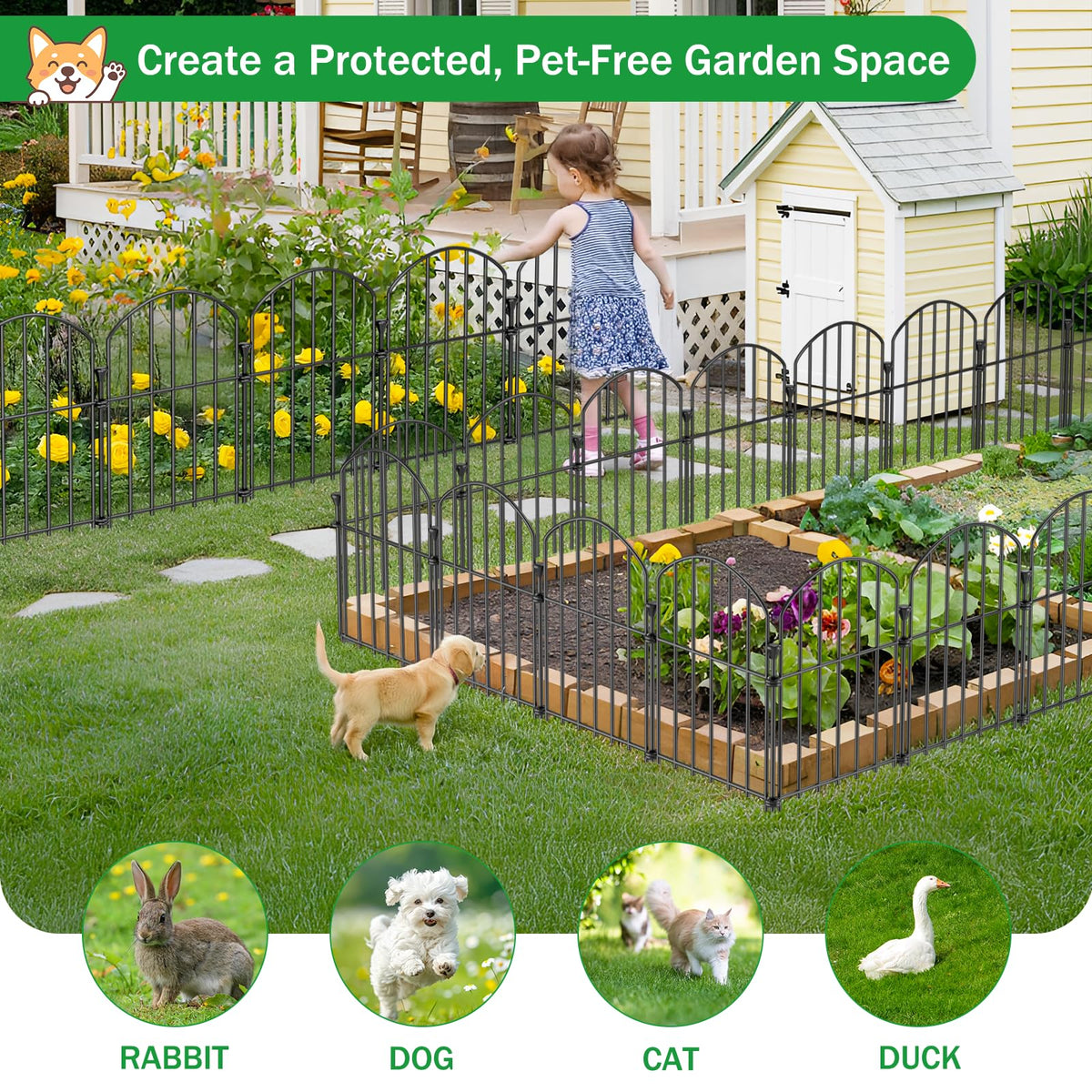 Flower bed edging created by JUNYAO fence to protect plants and define space.