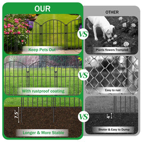 Rustproof black-coated JUNYAO fence highlights durable metal construction for outdoors.