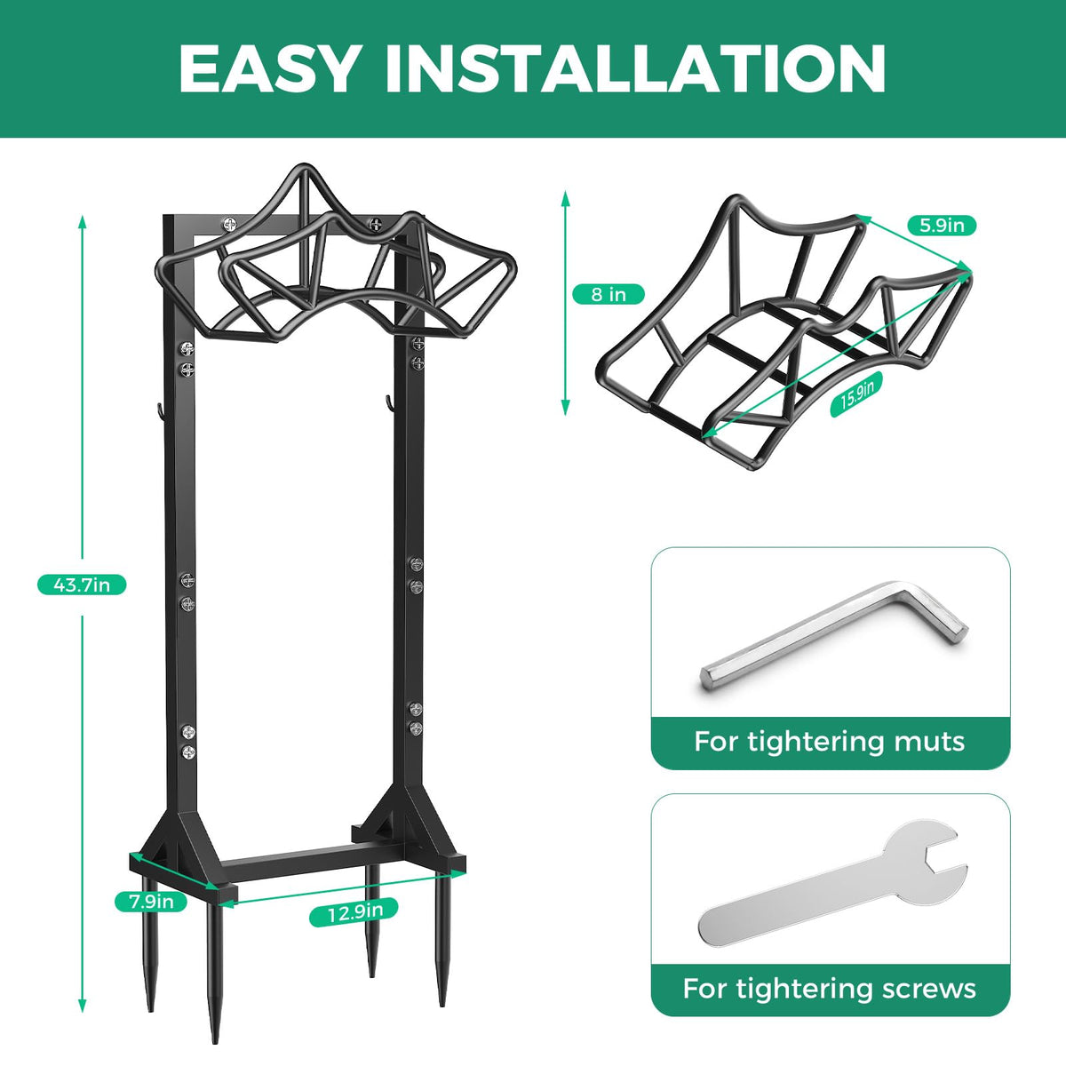 Freestanding stand fits clay, loam, sand, and silt.