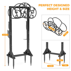 JUNYIYOUO durable freestanding hose holder supports outdoor season use.