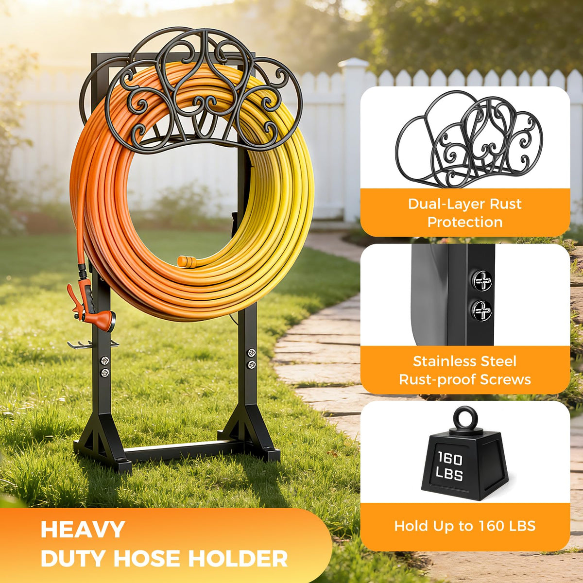 JUNYIYOUO ergonomic height allows easy reach to the hose bib.
