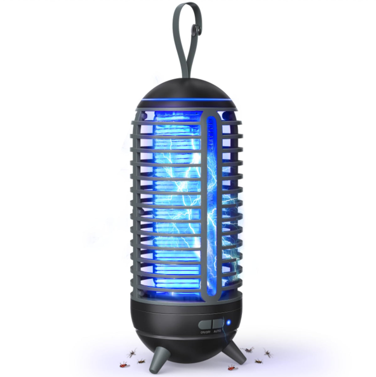 JUSENWDSL cordless bug zapper outdoors at dusk for mosquito control