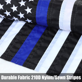 JUSHEN flag close-up shows double-stitching for enhanced durability