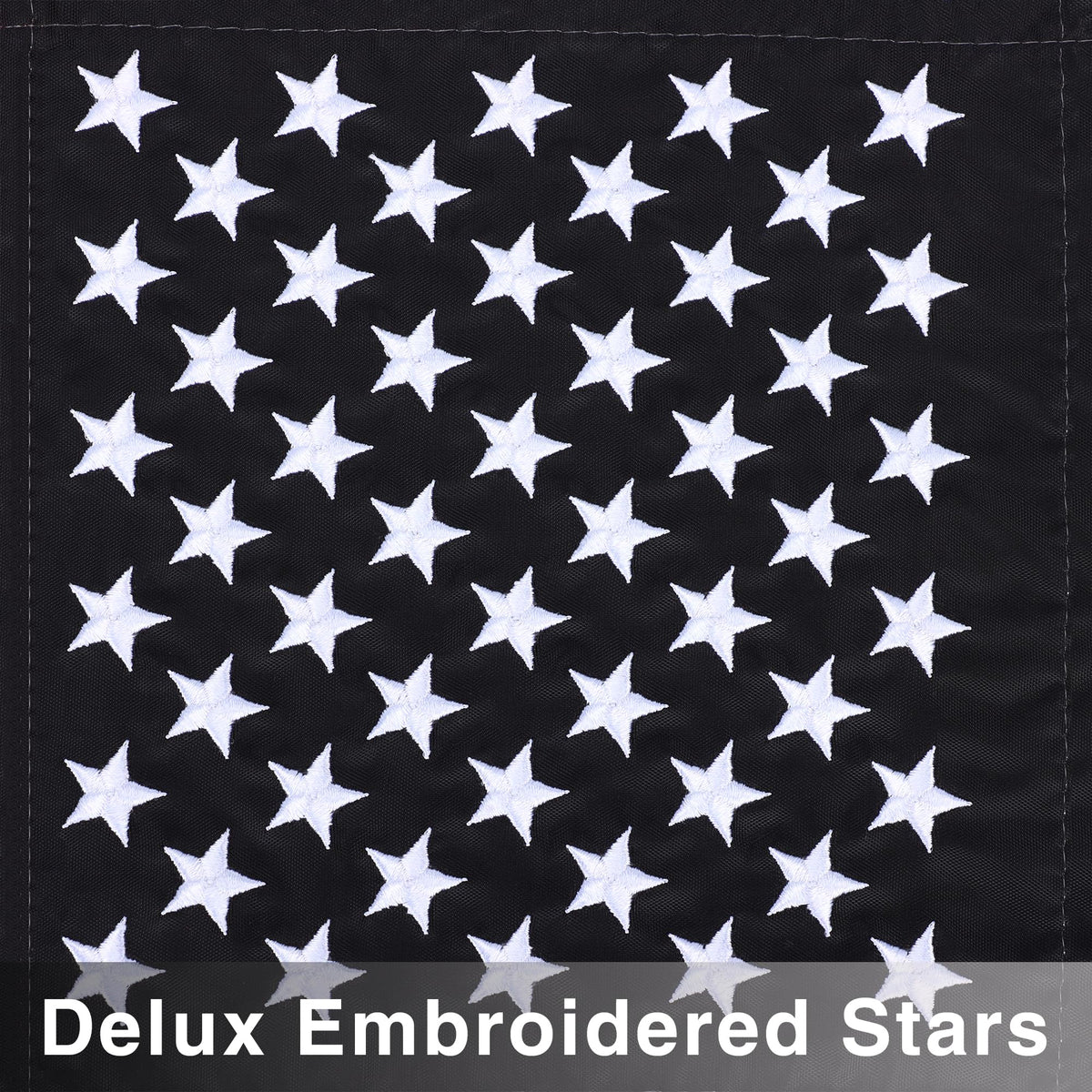 JUSHEN flag with embroidered stars offers lasting color and detail.