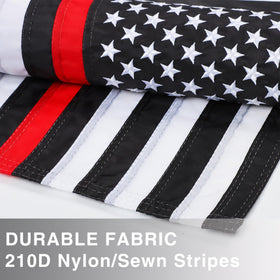 JUSHEN flag features sewn stripes for reinforced durability.