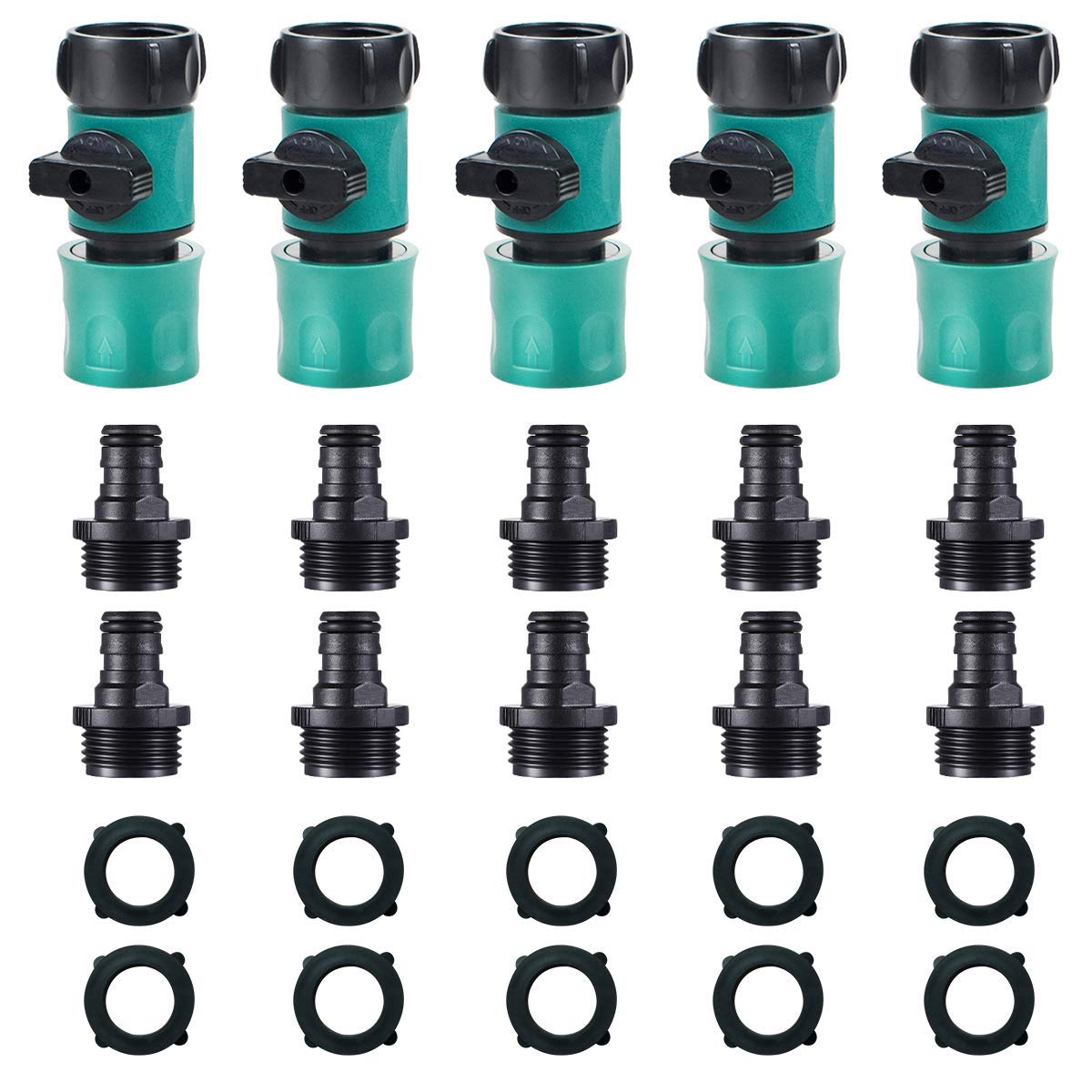 JUSONEY hose shut-off valve with quick-connect for easy water control.