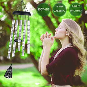JUST FOR WIND healing poem printed wind chime closeup offers comforting memories.