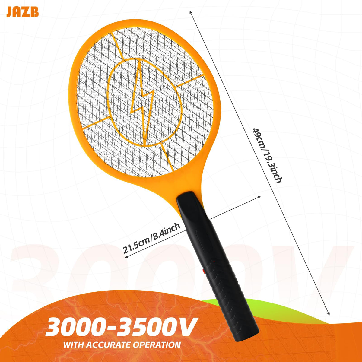 Just QT fly zapper racket back view shows portability for outdoor use