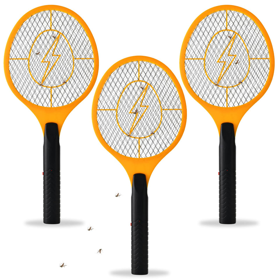 Just QT fly zapper racket front view for quick indoor bug control