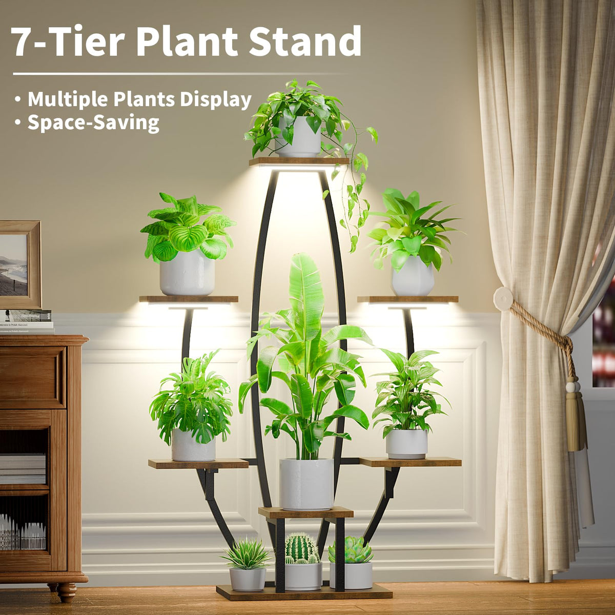 JUSTOGO corner plant shelf 47-inch height fits small living spaces.