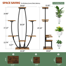 JUSTOGO wood-effect shelves add elegant decor while keeping plants organized.