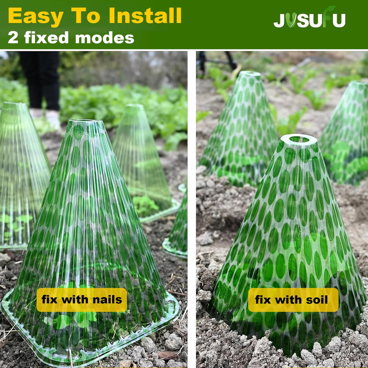 JUSUFU garden cloche transparent material offers clear visibility for monitoring