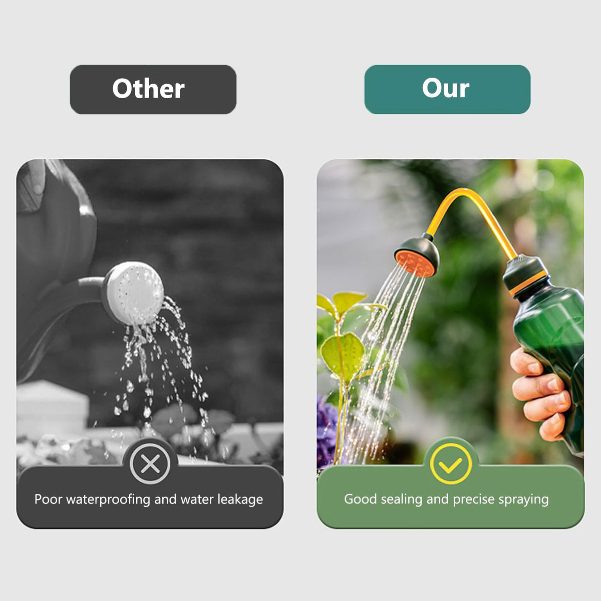 JUSUFU compact design green watering can saves space.