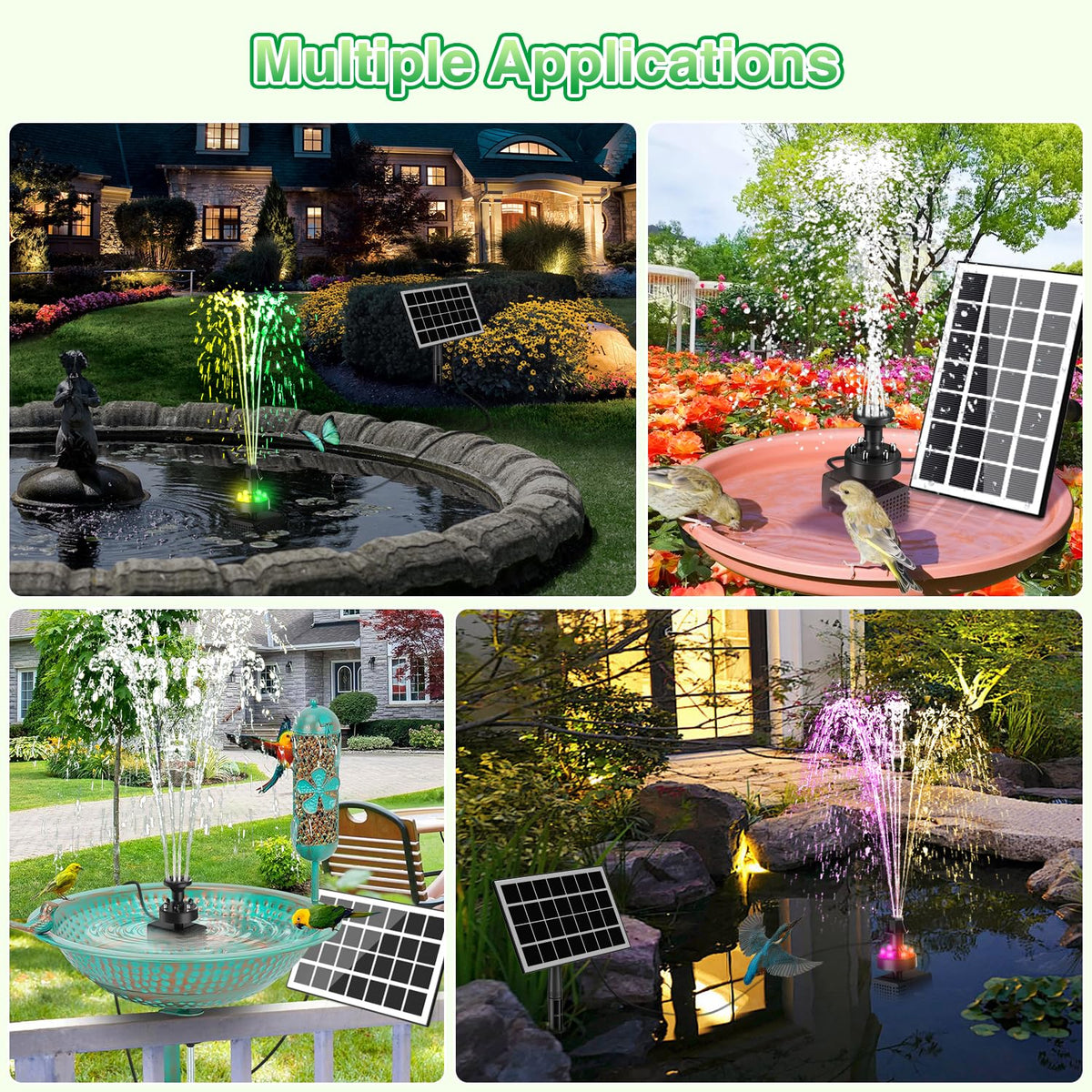 JuTai 16.4ft cord enables flexible placement with sunlit panel and nearby pump.