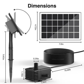 JuTai solar fountain cord length of 16.4 feet enables flexible setup.