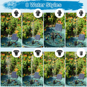 JuTai 8-nozzle solar fountain demonstrates diverse spray styles.
