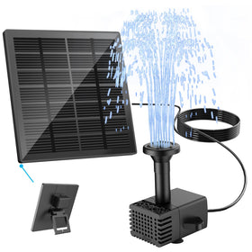 JuTai solar fountain kit with holder and glass panel for versatile placement.