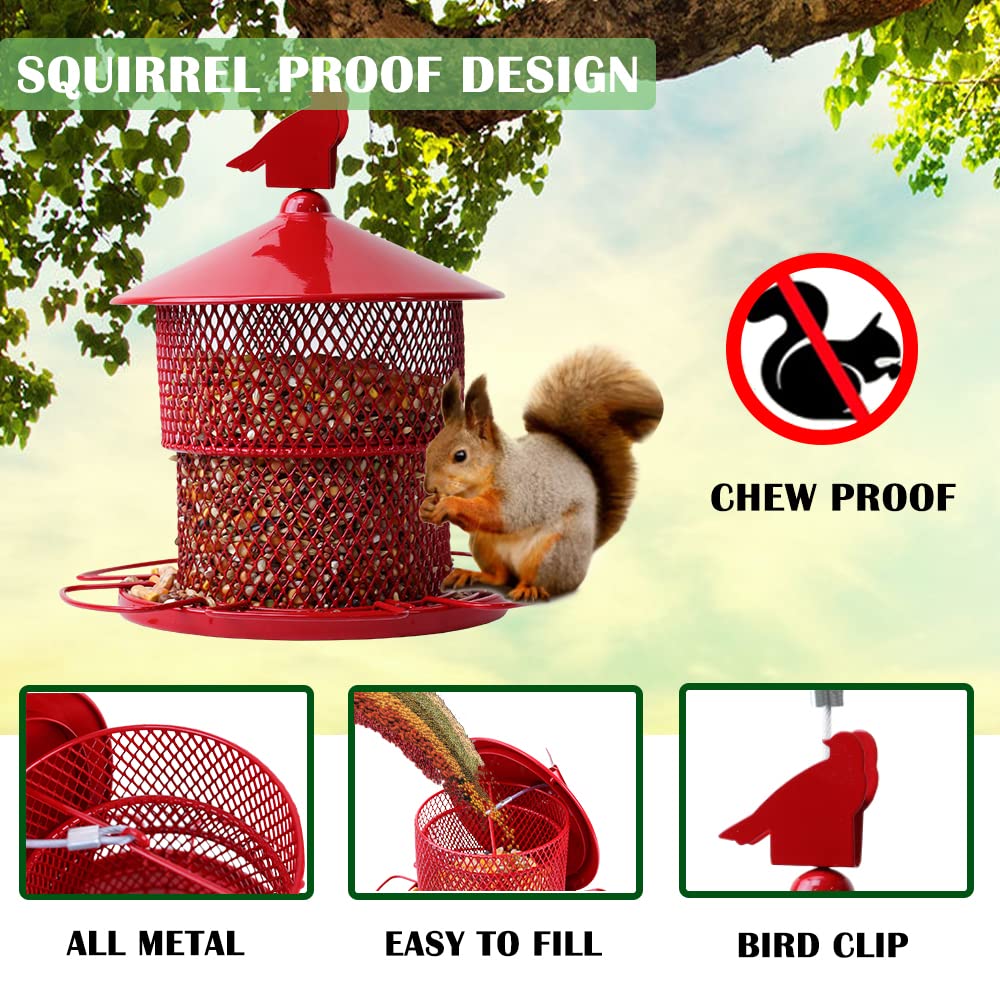 JUTYAST large-capacity feeder showcases 360-degree feeding for year-round backyard birds.