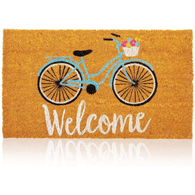 Juvale coir welcome mat 30x17 natural bicycle design traps dirt at the door