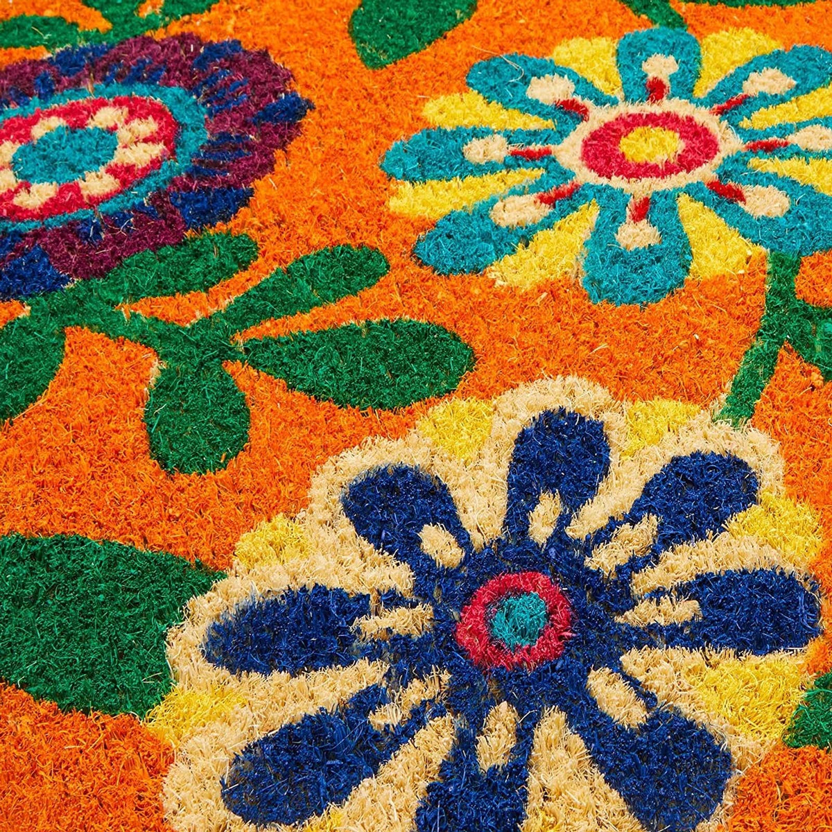 Juvale Floral Coir Door Mat dimension fit 17x30 inches fits most entryways.