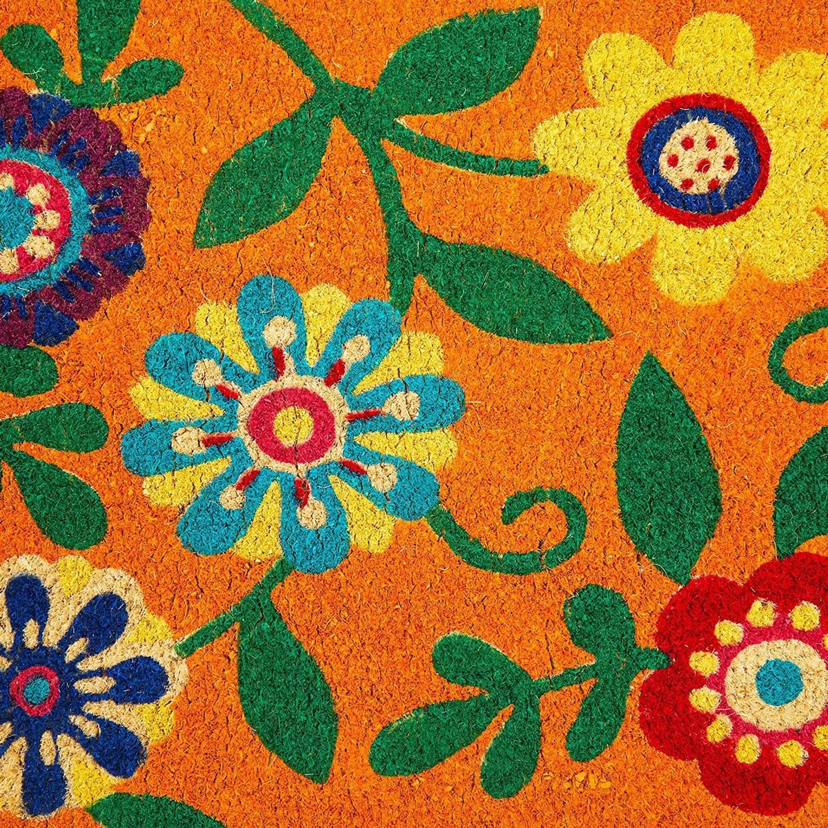 Juvale Floral Coir Door Mat non-slip feature keeps mat in place during rain.