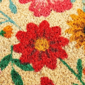 Juvale Flower Door Mat handmade coir texture offers durability with rustic charm.