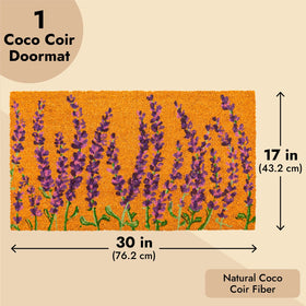 Juvale front door entrance mat closeup showing rich purple tones.