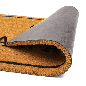 Bold black lettering on Juvale Go Away Doormat adds rustic entryway charm.
