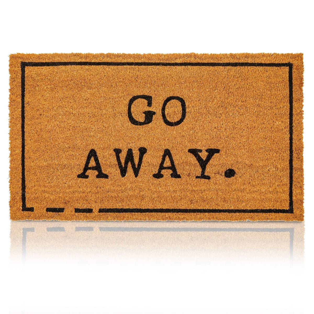 Juvale Go Away Doormat at the front door with bold text for outdoor humor.