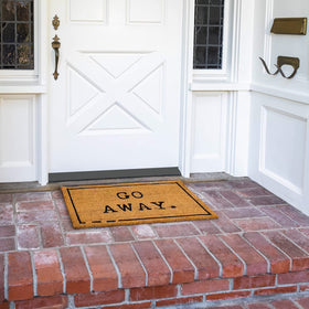 Juvale Go Away Doormat rubber backing prevents slipping on outdoor entryways.