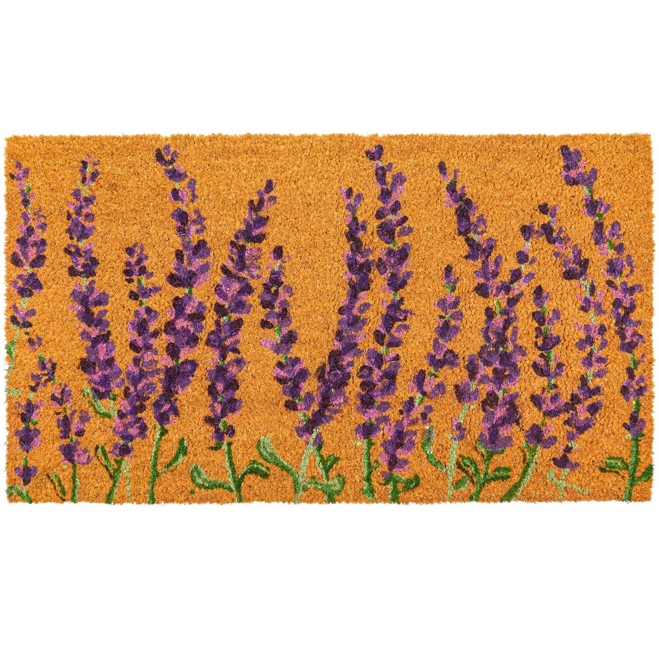 Juvale lavender floral door mat 30x17 with vibrant pattern for welcoming entryways.