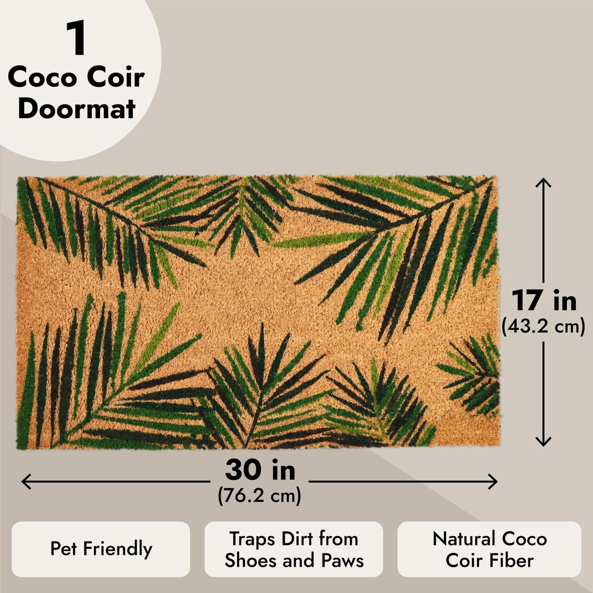 Juvale outdoor coir door mat withstands heavy foot traffic while maintaining appearance.
