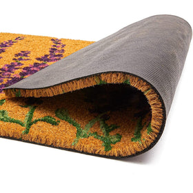 Juvale purple floral pattern mat accent for outdoor porch.