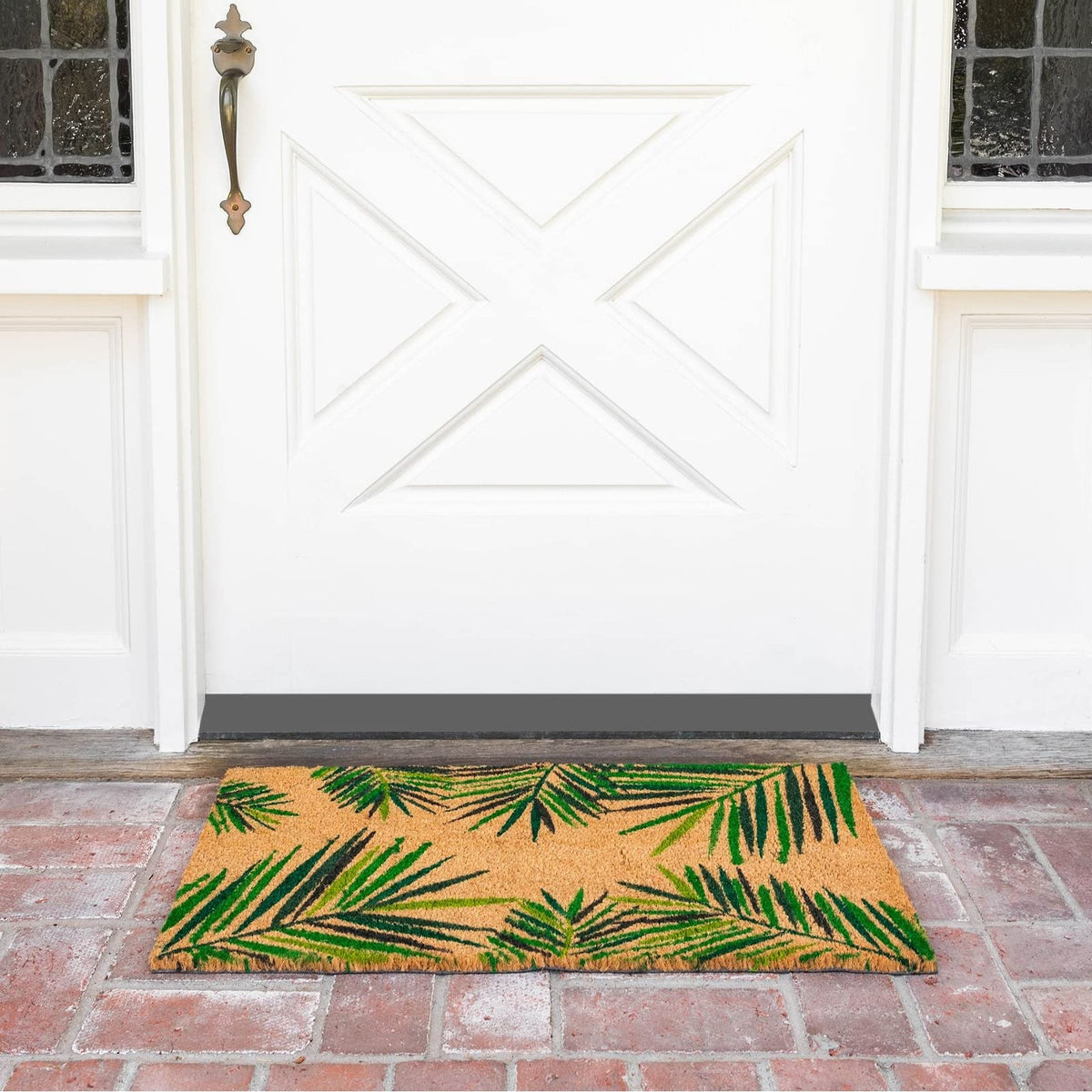 Juvale front-door mat in brown adds tropical style to any exterior.