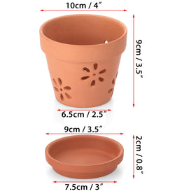 JUXYES orchid pot side view shows sturdy terracotta for stable display.