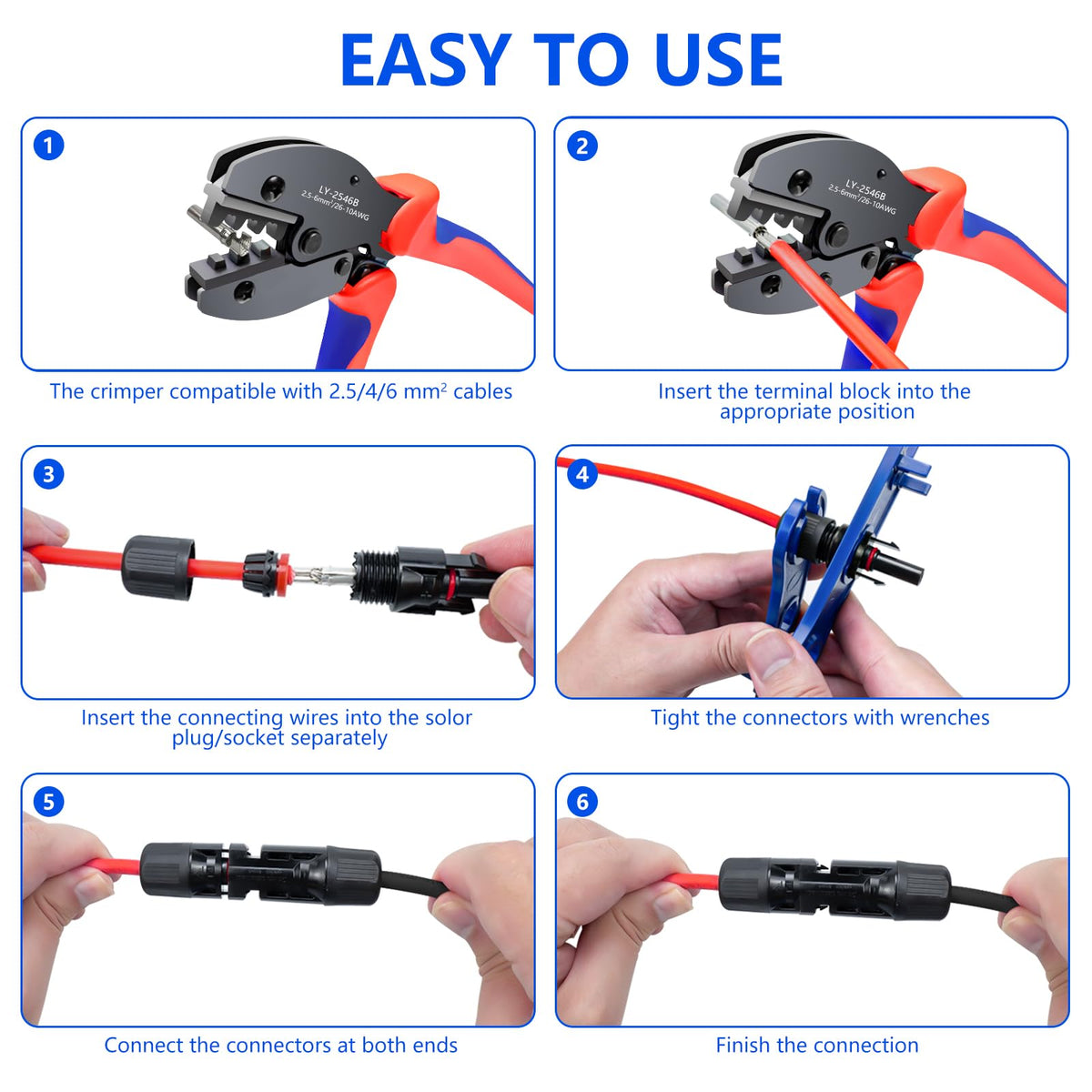 JUYLTOOL IP67 waterproof solar connectors withstand outdoor exposure