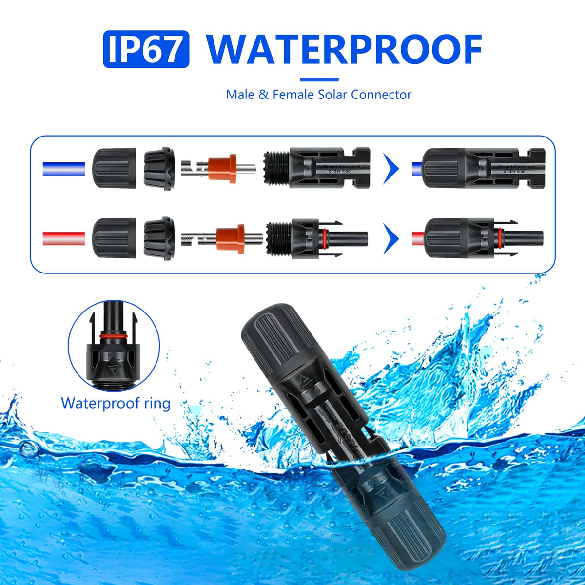 JUYLTOOL solar panel connectors in 30 male and female pairs for secure joins