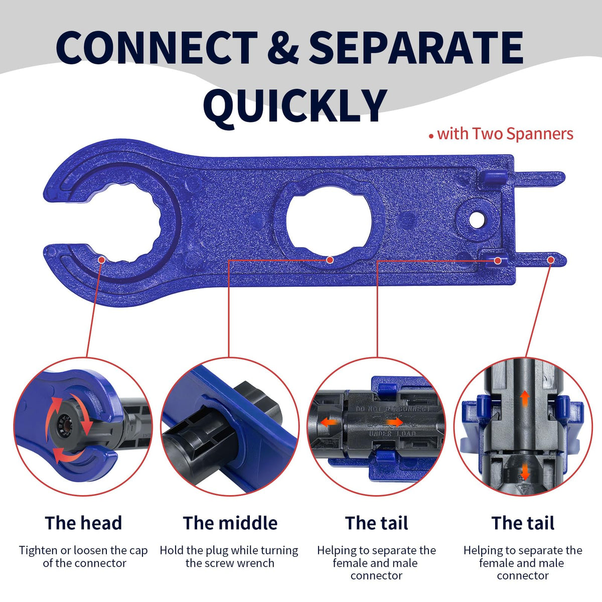 JUYLTOOL solar panel spanners ease connecting and disconnecting connectors
