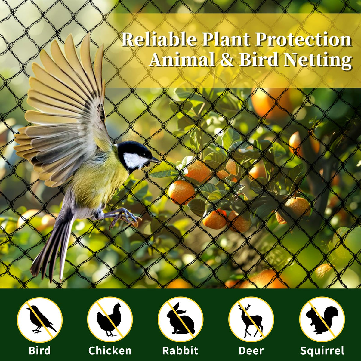Jvgoo bird netting close-up of 1/2-inch mesh showing durability