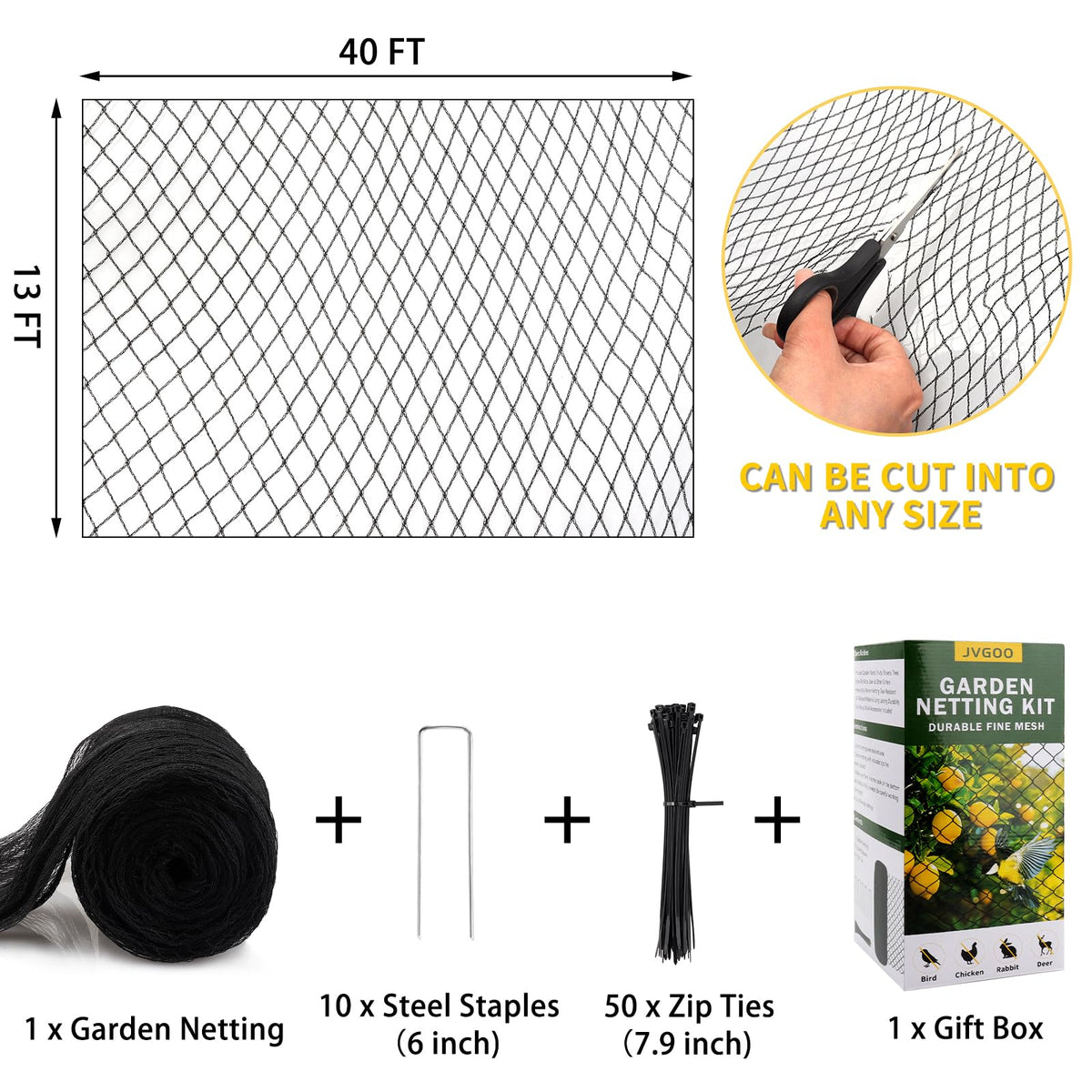 Jvgoo bird netting protects vegetables and berries while letting sun through