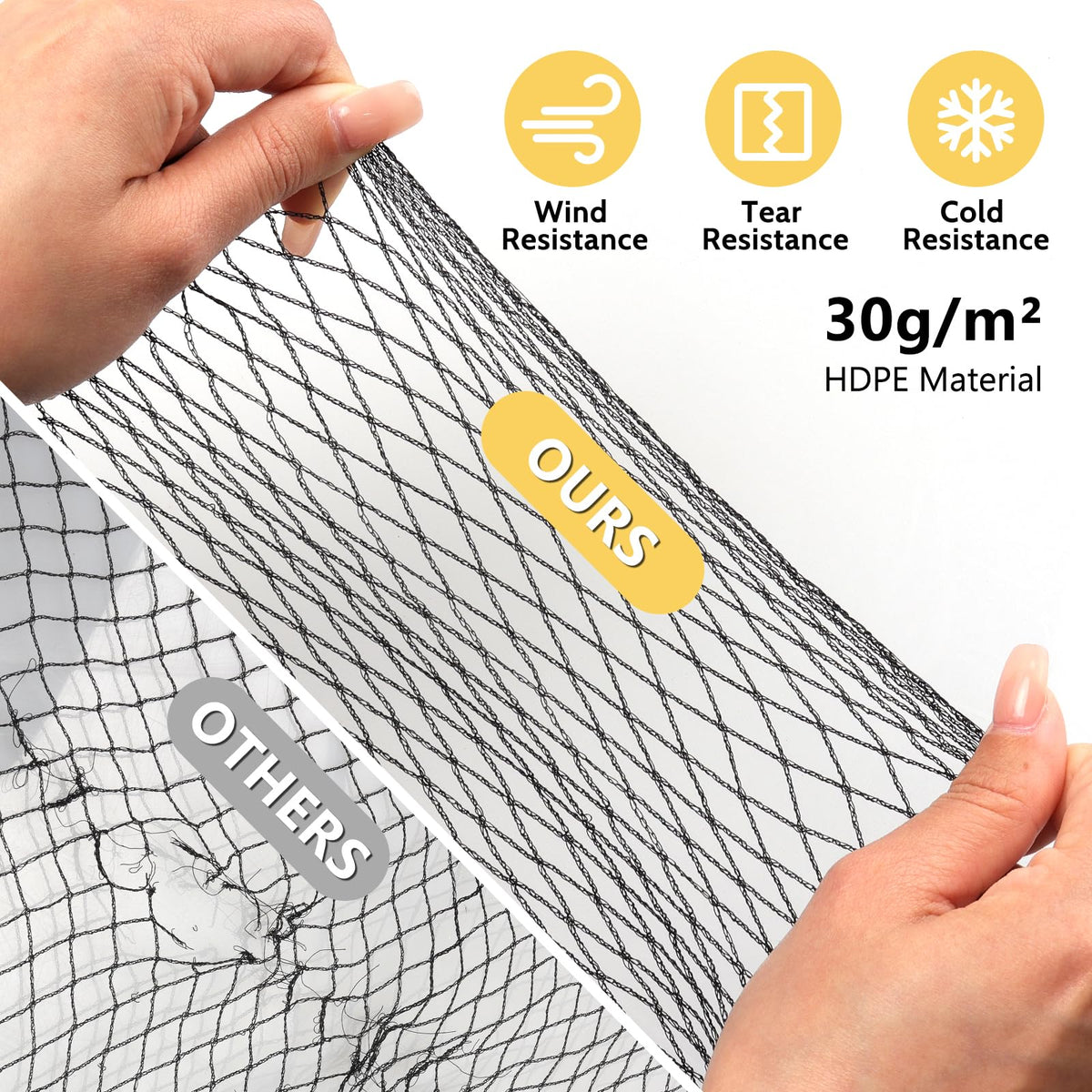 Jvgoo bird netting with zip ties and staples secures edges