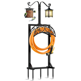 Jvgoo garden hose holder with five spikes for stable outdoor storage.