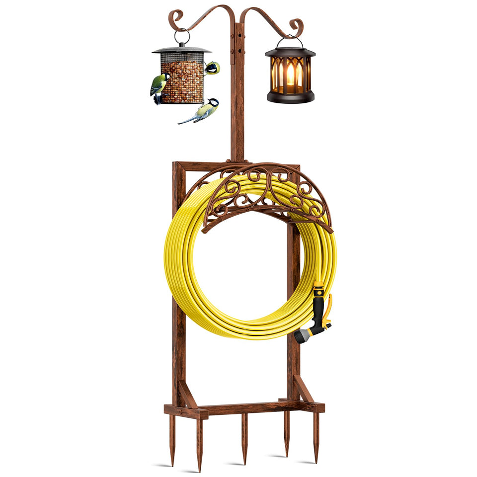 Jvgoo garden hose holder with 5 spikes for stable outdoor storage