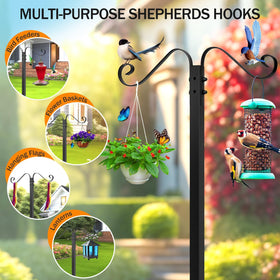 Jvgoo hose holder with dual shepherd hooks for hanging feeders and decor.