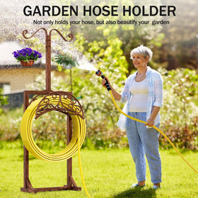 Jvgoo freestanding hose reel rack for versatile outdoor placement